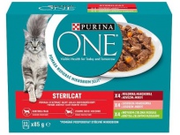 Purina ONE Sterilcat 12 x 85 g kapsa hovězí s mrk losos s mrkví, krůta s fazolk. ve šťávě
