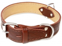 Kožený obojek HERRY zdobený vlisem hnědá