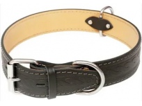 Kožený obojek HERRY zdobený vlisem černá 55cm