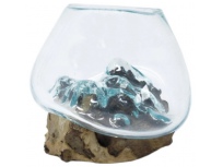 Skleněná dekorace na dřevě - malá