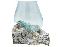 Skleněná dekorace na vymývaném dřevě - malá