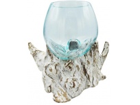 Skleněná dekorace na vymývaném dřevě - střední