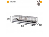 Klec KROLIK 200 králík 205x60x50cm šedá Ferplast