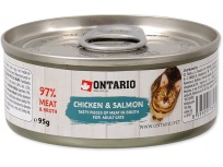 Konzerva ONTARIO Cat Chicken Pieces + Salmon 95g